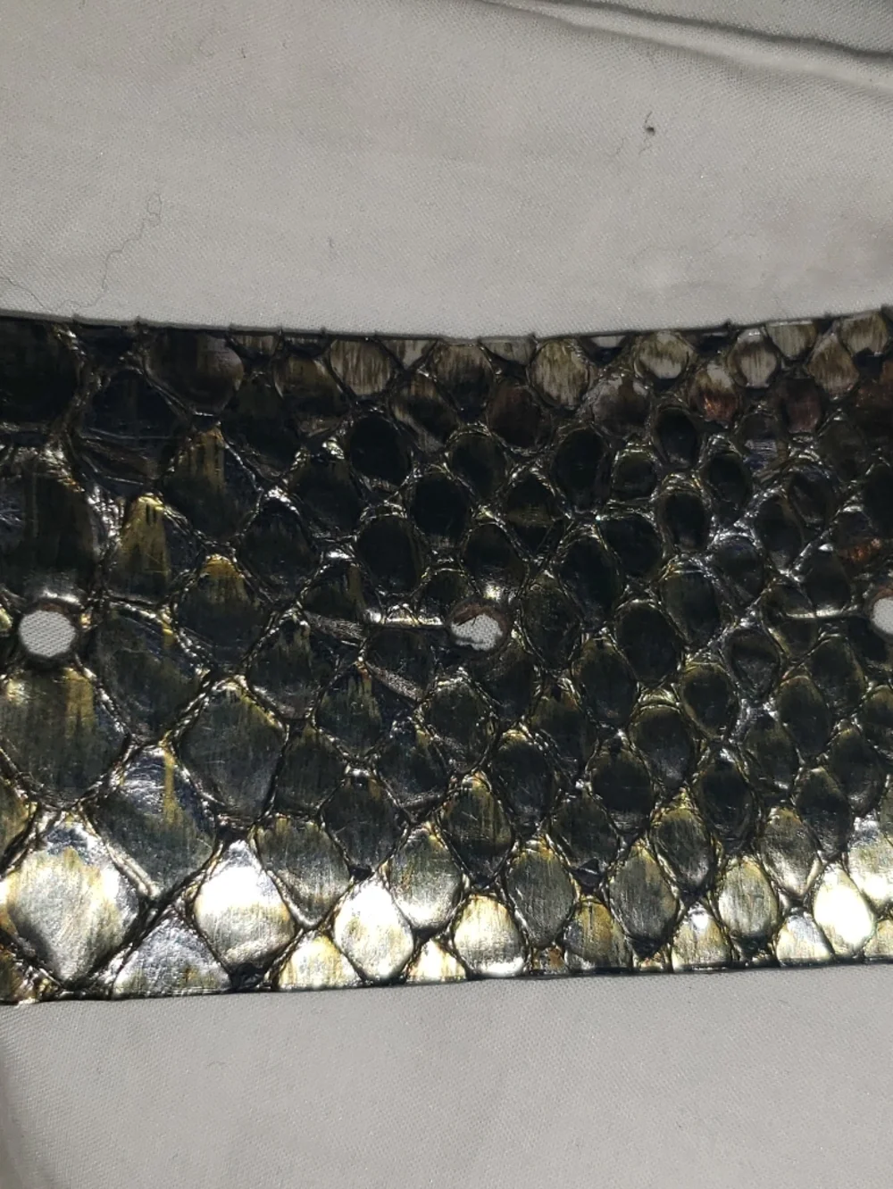 PreOwned Super Rare Huge Swarovski Crystal Buckle Metallic Green Python Belt